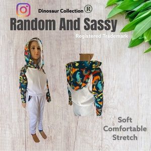 Boys Warm Stretchy Comfortable Dinosaur Hoodie Outfit